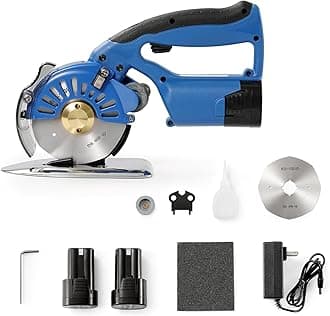 VEVOR Fabric Cutter, 5-Speed Cordless Electric Rotary Fabric Cutting Machine, 1.1" Cutting Thickness, Octagonal Knife, with Replacement Blade and Battery Charger, for Multi-Layer Cloth Fabric Leather