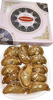 HARNARAYAN'S Fresh Homemade GUJIA Ladoo Indian Sweet Pure Desi Ghee GUJIA - 500 gms