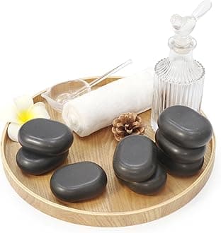 Master Massage 8 Piece Large Ovular Black Basalt Hot Stone Rock Massage Lava Energy Pack