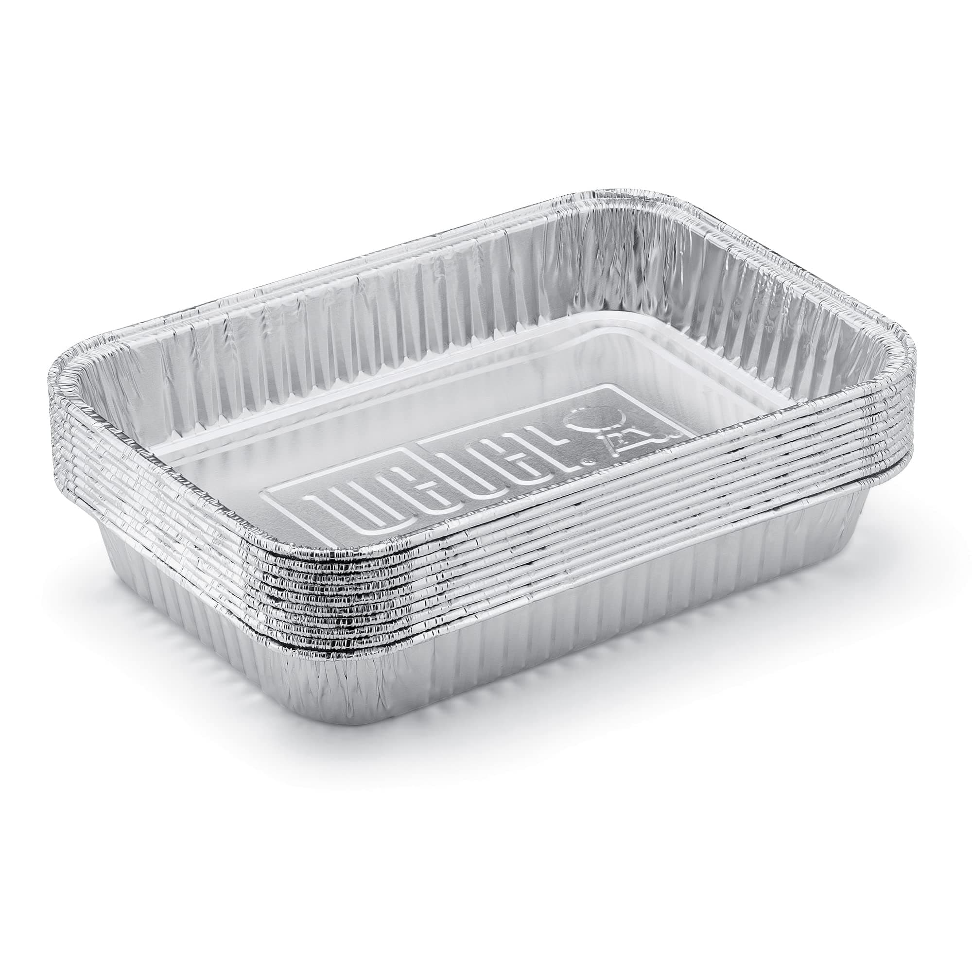 Weber Aluminum Drip Pans, Small (22 x 15.3 x 3.6) 10 Pieces, Perfectly Fitting for The Q, Pulse, Lumin, Traveler, Genesis, Genesis II/LX 200 & 300 Series, Grease Collection Pans - Silver (6415)