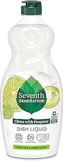 Seventh Generation Dish Soap Fresh Lime & Ginger Scent 1 count Dishwashing Soap Dish Detergent Liquid Soap 19 oz