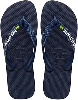 Brasil Logo, Iconic, Comfortable and Durable Flip-Flops, Straps with Brazilian Flag and Non-Slip Sole with Colourful Stripes, Adults Unisex, Navy Blue, 4.5/5