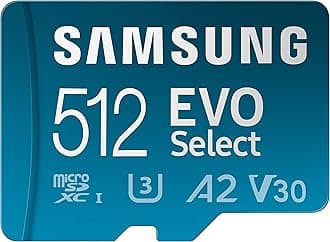 EVO Select Micro SD-Memory-Card + Adapter, 512GB microSDXC 130MB/s Full HD & 4K UHD, UHS-I, U3, A2, V30, Expanded Storage for Android Smartphones, Tablets, Nintendo-Switch (MB-ME512KA/AM)