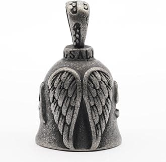 Angel Wing Knight Bell Letters USA Motorcycle Bike Riding Guardian Bell - Never Ride Faster Than Your Angel Can Fly (Grey)