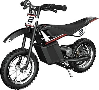 Razor Kids Electric Motorbike - MX125 Dirt Rocket Bike for Children 7+ with 8 mph Max Speed & 40 Minute Ride Time, Up to 5 Mile Range, 100W Ride On with 12V 5Ah Battery and 12" Pneumatic Tyres