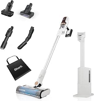 Shark Clean & Empty Cordless Vacuum Cleaner with Auto-Empty System, Lightweight Anti Hair Wrap Vacuum with Pet & Crevice Tools, 40 Mins, Charging Dock, LED Headlights, White,Mohogany, BU3521UKTSB