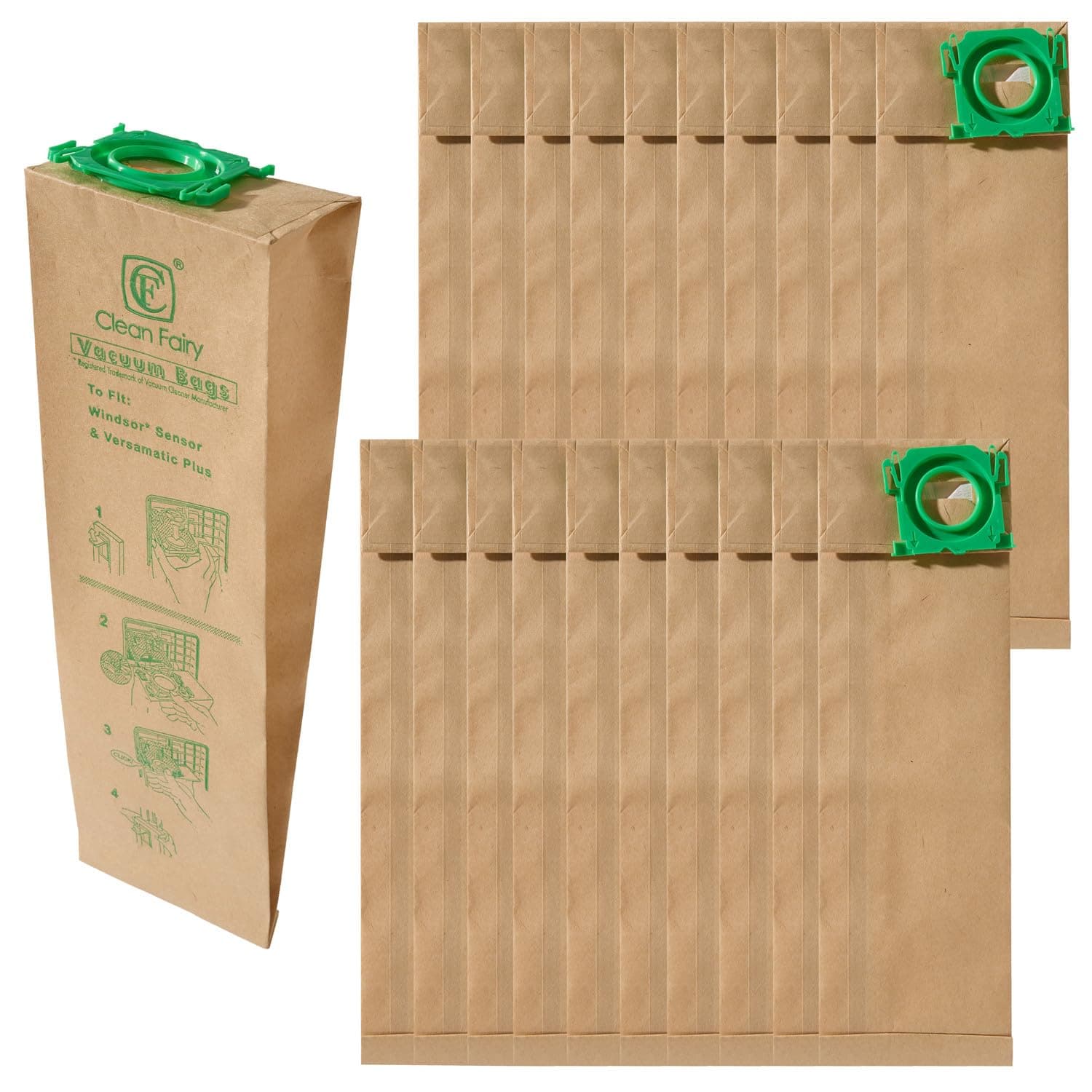 20pack Vacuum Filter Bags Compatible with Windsor Sensor S12 S15 XP12 XP15 XP18 SR12 SR15 SR18 Versamatic Plus And Sebo C G&X series Replacement for 5300REP