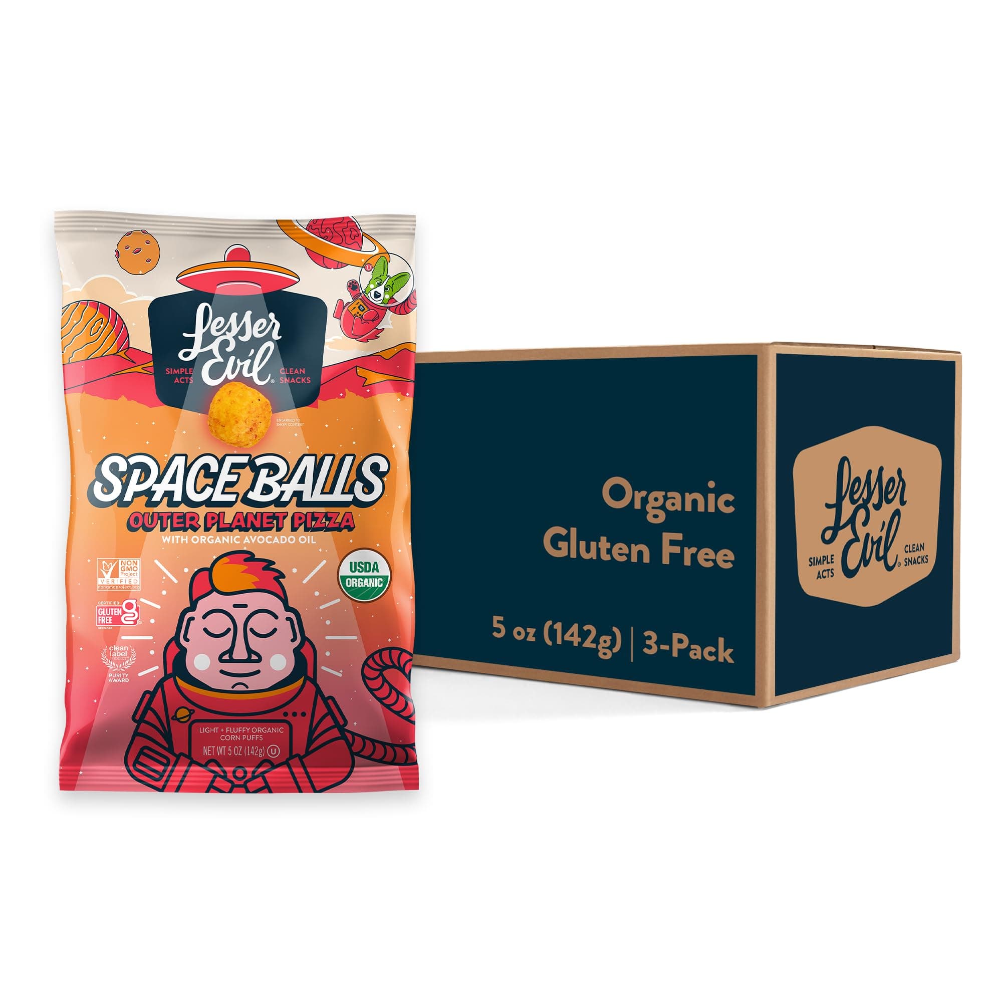 Outer Planet Pizza Space Balls, Premium Quality, Minimally Processed, No Vegetable Oil, 5 oz, Pack of 3