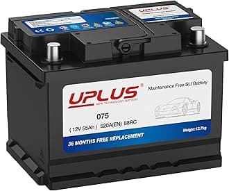 UPLUS 075 Car Battery, 12V 55Ah Maintenance Free Automotive Battery, 520A 88RC, for standard non-start-stop vehicles, Left: - Right: +, 242L x 175W x 175H(mm)