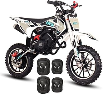SYX MOTO 60cc Kids Dirt Bike, Gas Powered Mini Bikes, 4 Stroke Off-Road Mini Bikes, Trail Bike with Speeds up to 21.75 MPH, Weight Support Up to 143 LBS (Black)