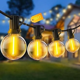 Outdoor Garden String Lights LED 100Ft 30M Festoon Light Mains Powered Outside Lighting Waterproof Shatterproof G40 Bulb Hanging for Balcony Gazebo Patio Party