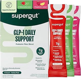 GLP1 Daily Support, Variety Pack - High Fiber GLP-1 Supplement Powder for Women & Men - Sugar-Free Drink Mix for Gut Health & Digestive Support (15 Servings)