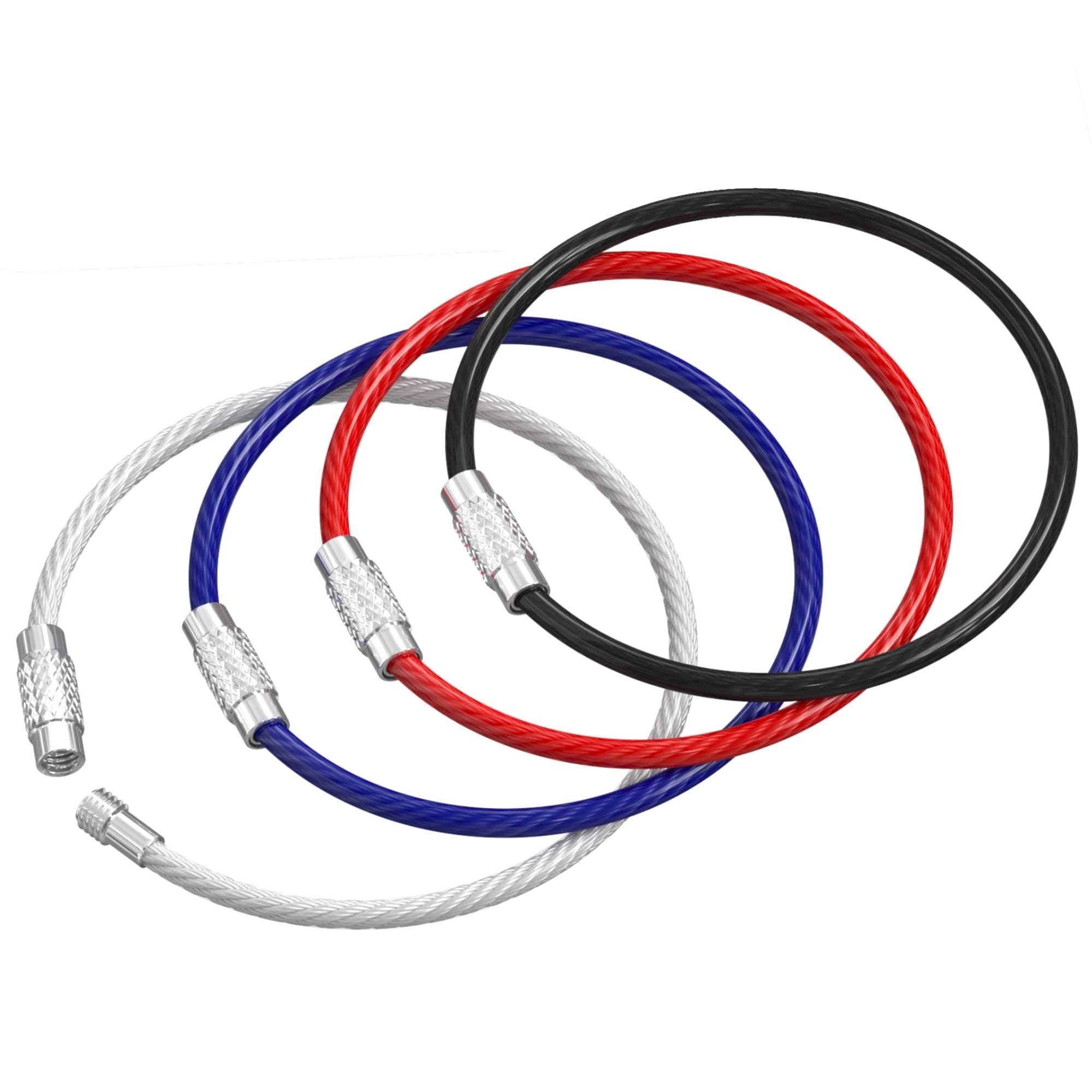 Large Key Ring Wire Stainless Steel Keychain Car Cable Keyring Loop Luggage Tag Hinge Keepers Binding Carabiner Big Locking