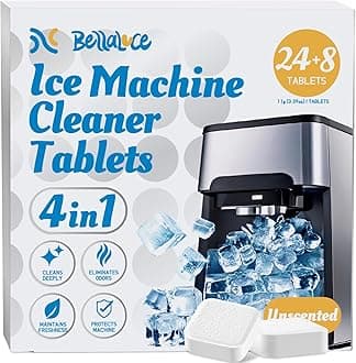 Ice Machine Cleaner Tablets Descaler (32 Pack) – Nickel-Safe Countertop Portable Commercial Ice Maker Cleaning – Remove Hard Water Buildup, Odor-Free, Crystal Clear Ice