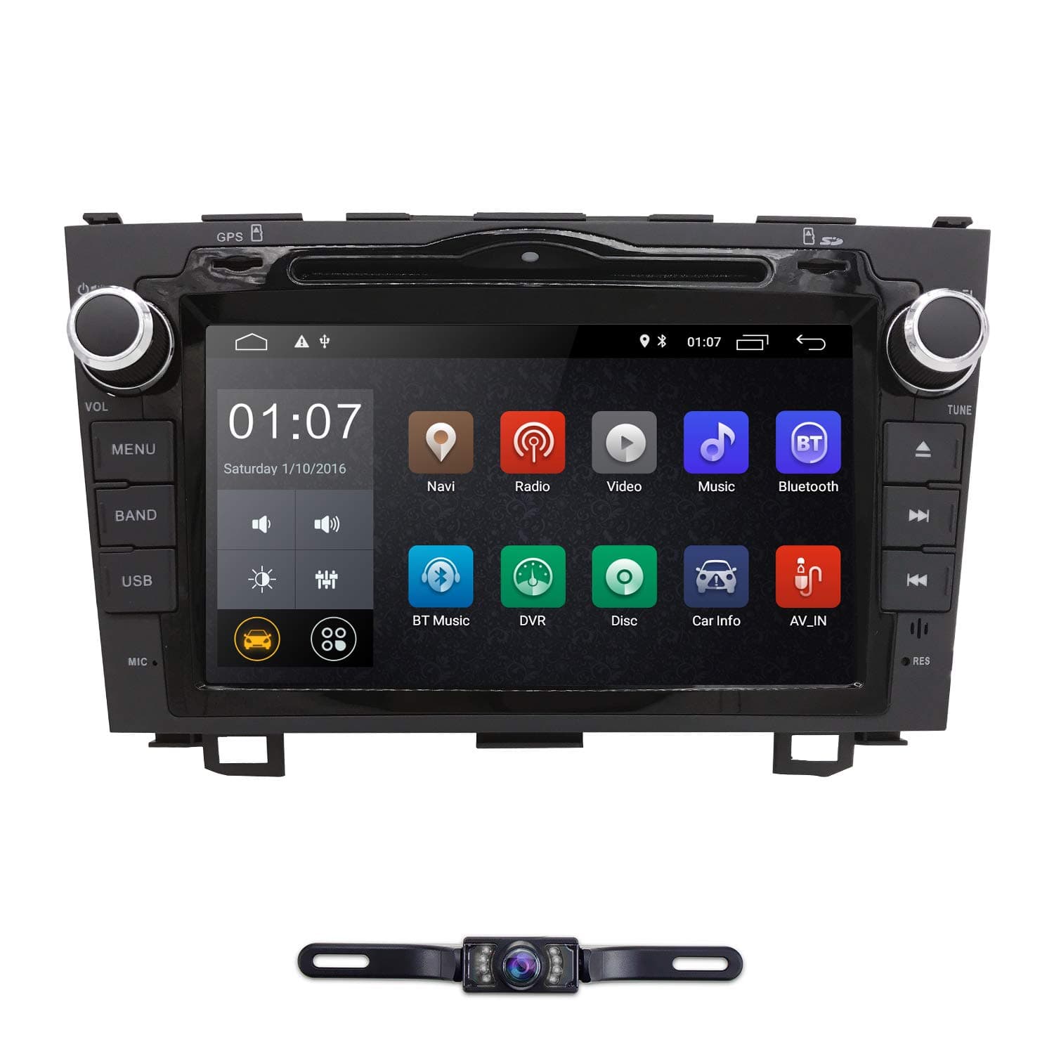 hizpo Android 10 Quad Core 8 inch 1024600 2 Din Car Navigation DVD Player Fit for Honda CRV 2007 2008 2009 2010 2011+Radio Mirrorlink Bluetooth WiFi&4G DVR OBD DTV + Rear View Camera