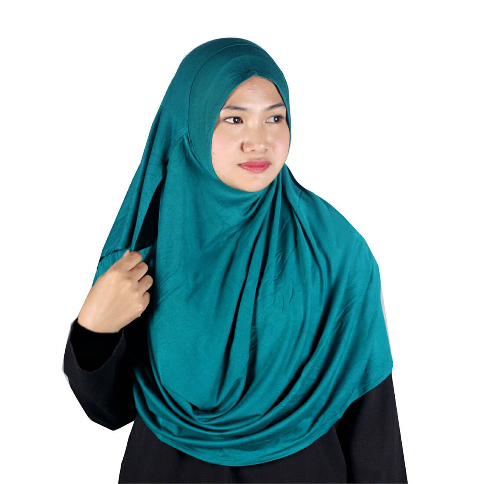 Womens Modest Plain Double Loop Instant Cotton Hijab Scarf Ready To Wear