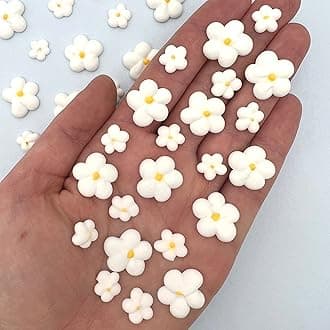 Royal Icing Blossoms | Mini Edible Flowers | Edible Roses | White Wedding Flowers | Cake Sprinkles | Bulk Sprinkle Mix | by Simply Sucré (54 Flowers, White Blossoms)