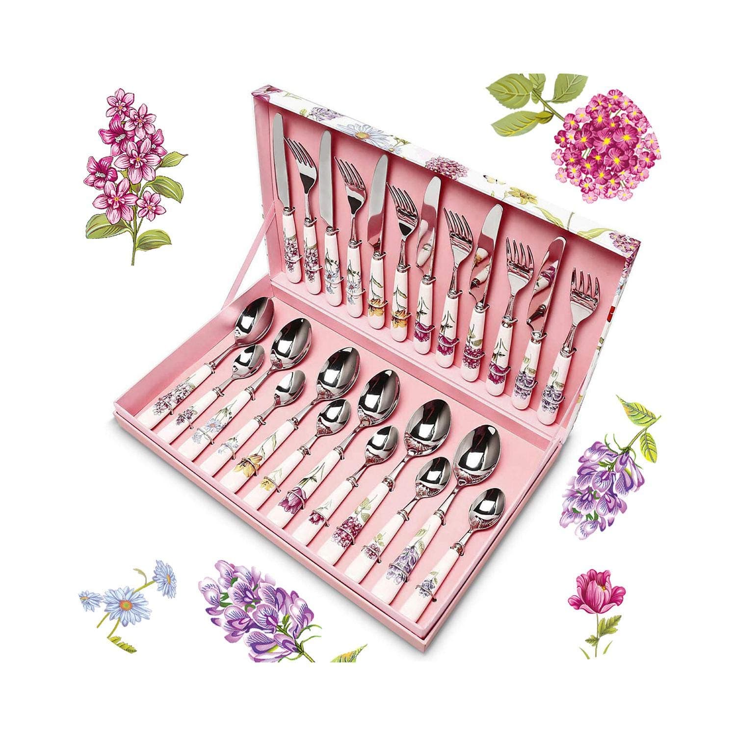 Best Elegant Cutlery Set 24 PCS Tableware Stainless Steel Flatware Set Luxury Silverware Dinnerware Western Mirror Polishing Cutlery Sets Gift Box Party,China