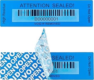 120 pcs Tamper Proof Label Sticker with Bar Code Total Transfer Security Warranty Void Seals/Stickers for Reusable Package with Serial Number(1 x 3.4Inches,Blue)