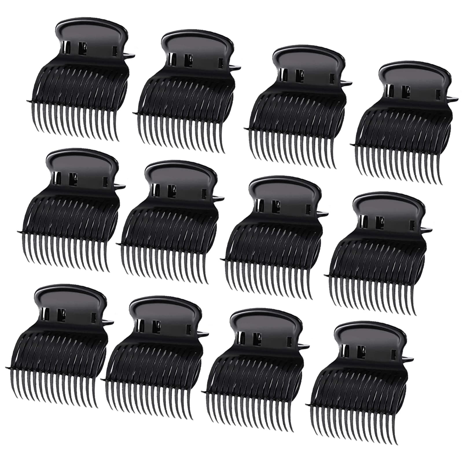 Hot Roller Clips, Hair Curler Claw Clips Replacement Roller Clips for Women Girls Hair Section Styling (12 Pieces, Black)