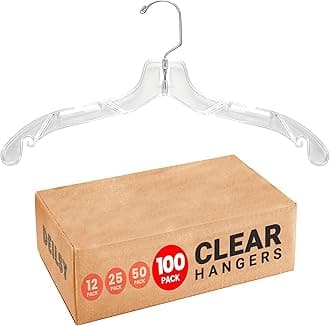 DEILSY™ Clear Plastic Hangers 100 Pack - Durable Clothes Hanger for Wardrobe Organization, Essential Plastic Hanger for Garments, Versatile Coat Hangers for Home and Retail Use