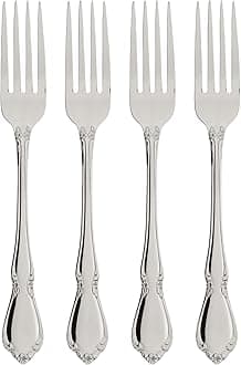 Oneida 2610004A Chateau Fine Flatware Dinner Forks, Set of 4, 18/10 Stainless Steel, Silverware Set