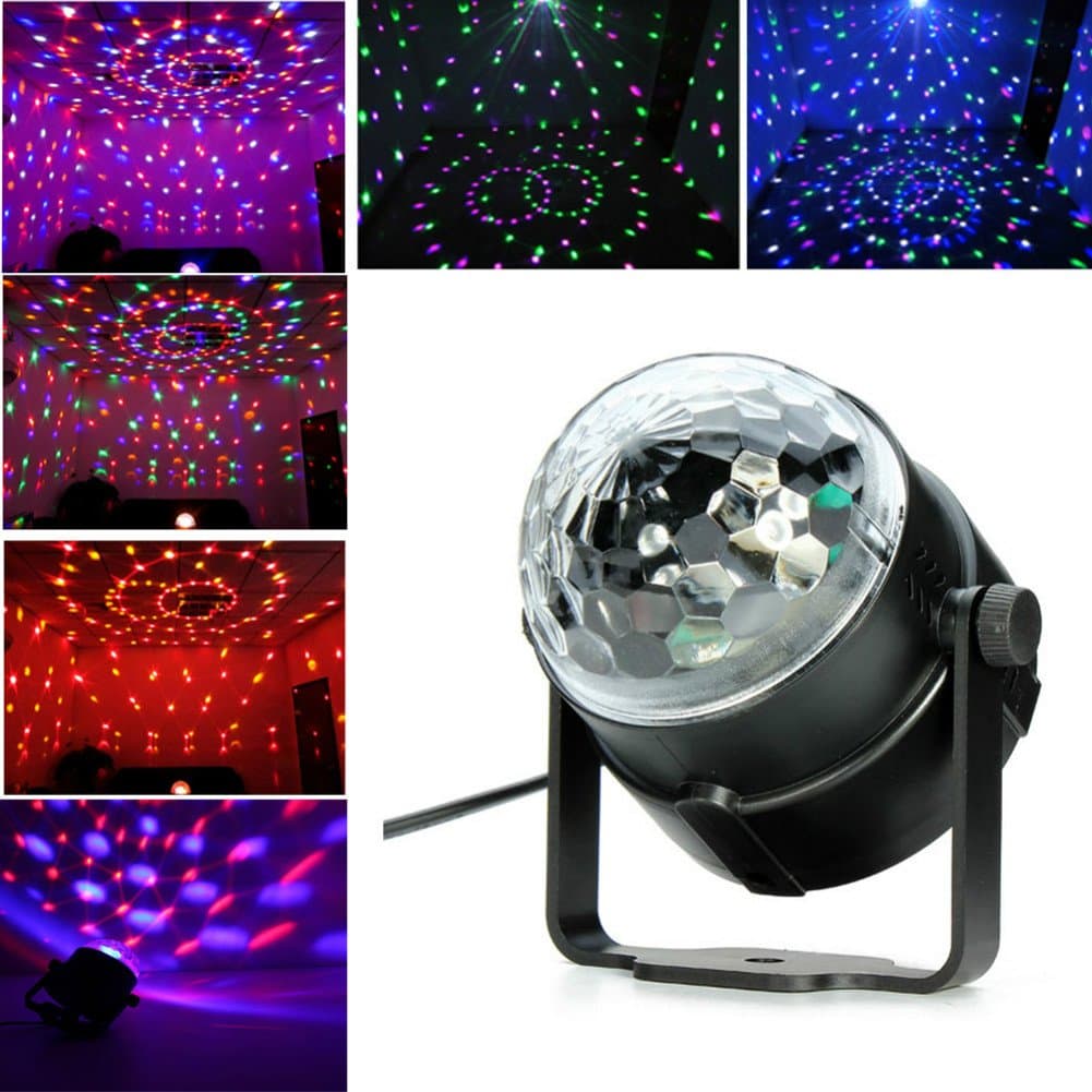 CooTek LED Party Light 7 Lighting Effect 3W Rotating Strobe Effect Sound Activated Disco Party Lights with Remote Control for Party Show Wedding Celebration Club Home Decoration Kids Party Gift