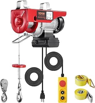 Electric Hoist with Remote Control, 440 lbs Material Handling Tool, 110V Electric Hoist with 14ft Remote Control for Factories, Warehouses, Construction Site, Attic