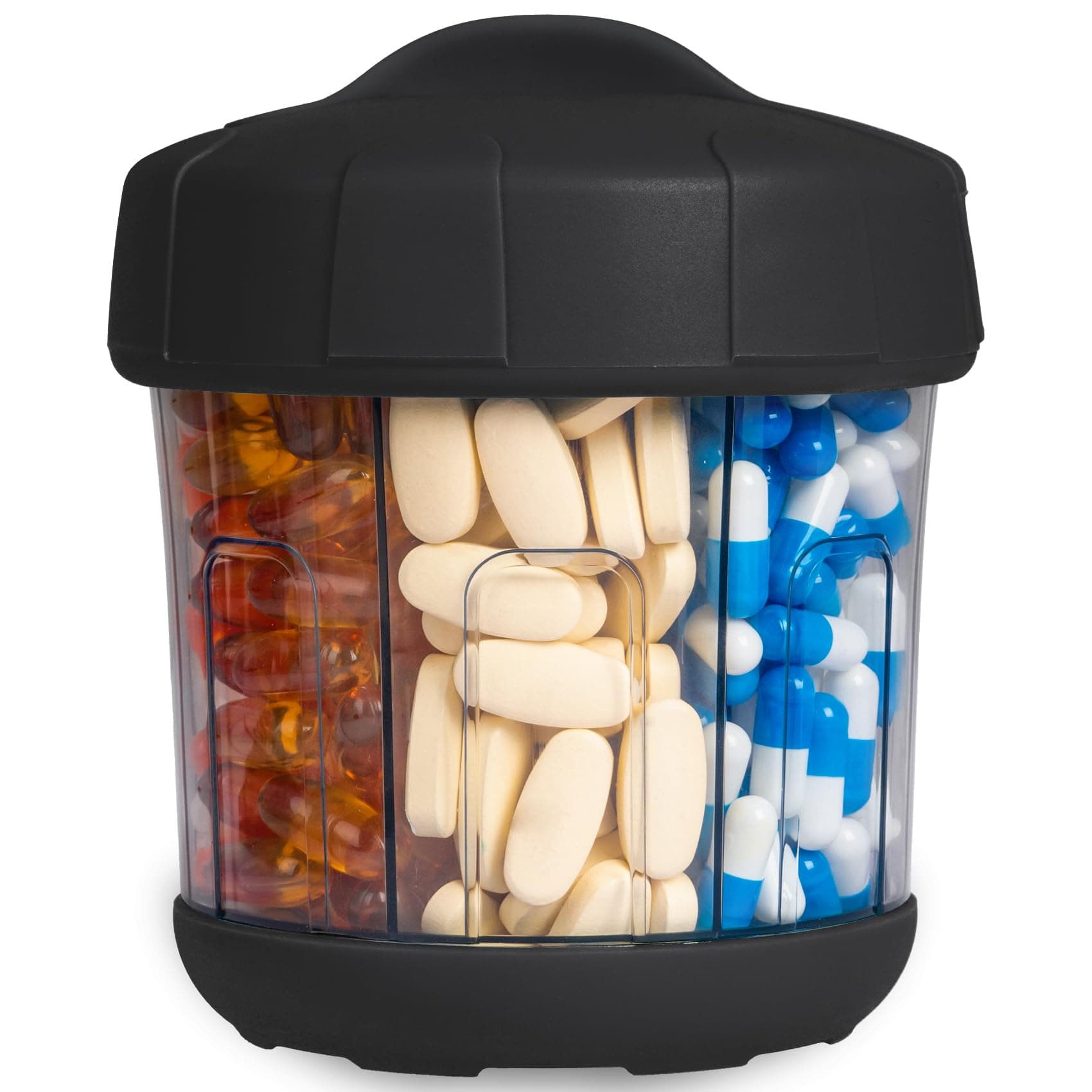 – Extra Large Monthly Pill Box Weekly Medicine Storage Box Soft TPU Lid Medicine Box with 7 Large Compartments