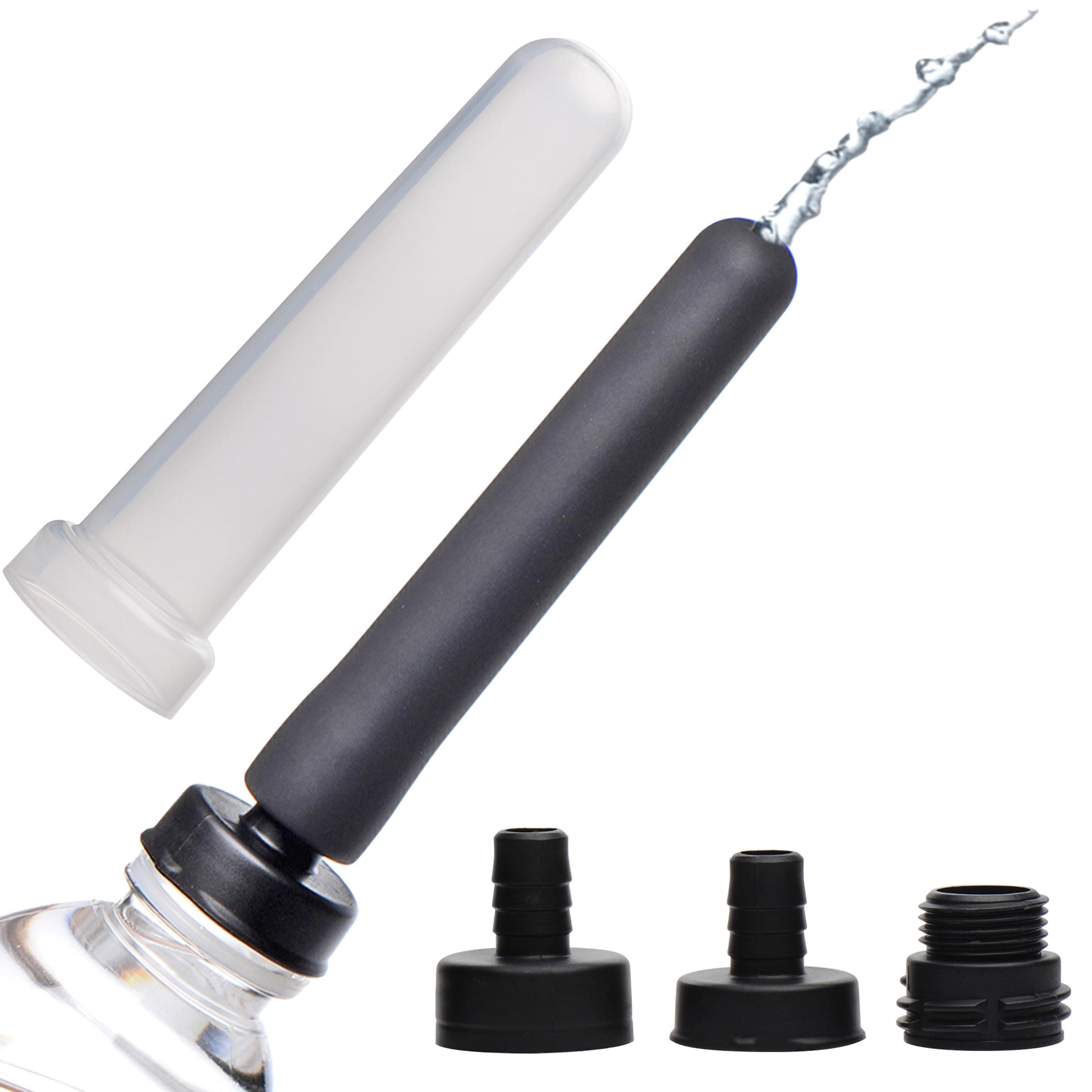 Cleanstream Silicone Enema Nozzle Set with 3 Adapter Sizes, Fits Most Shower Hoses and Water Bottles, 5-Hole Spray Design, Compact with Storage Lid for Hygienic Cleansing