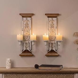 AIM & GGKK Wall Candle Holder, Set of 2 Wall Candle Holders, Wall Sconces, Candle Holders for Living Room, Dining Room and Bedroom, Wall Decoration
