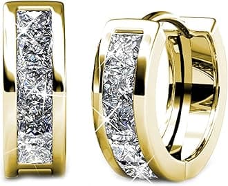 Hoop Loop Earrings for Women18K White Gold with Sparkling Element Crystal with Jewellery Box for Women Wife Mother Daughter