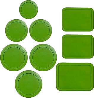 Replacement Lids for Pyrex Glass Food Storage Containers Rectangular (1) 1-Cup (2) 2-Cup (2) 4-Cup (1) 7-Cup (2) 3-Cup (1) 6-Cup Round Rectangle (Green)