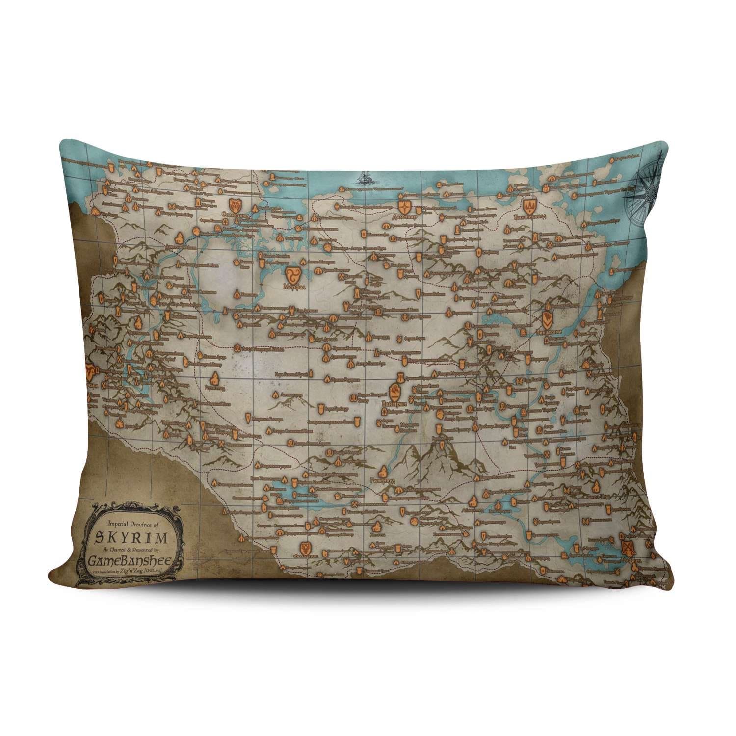 ZeDae The Elder Scrolls V Skyrim Map Personalized Pillowcases Royal Decorative Pillow Case Cover 20x26 inch Pillowcase One Sided