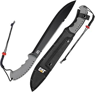 CAT Latin 21-Inch Machete with Shoulder Strap Sheath, Blade Knife with Ergonomic Comfort Tool Handle, Cut, Chop, Clear Brush, Garden, Outdoors, Camping - 980409ECT Black
