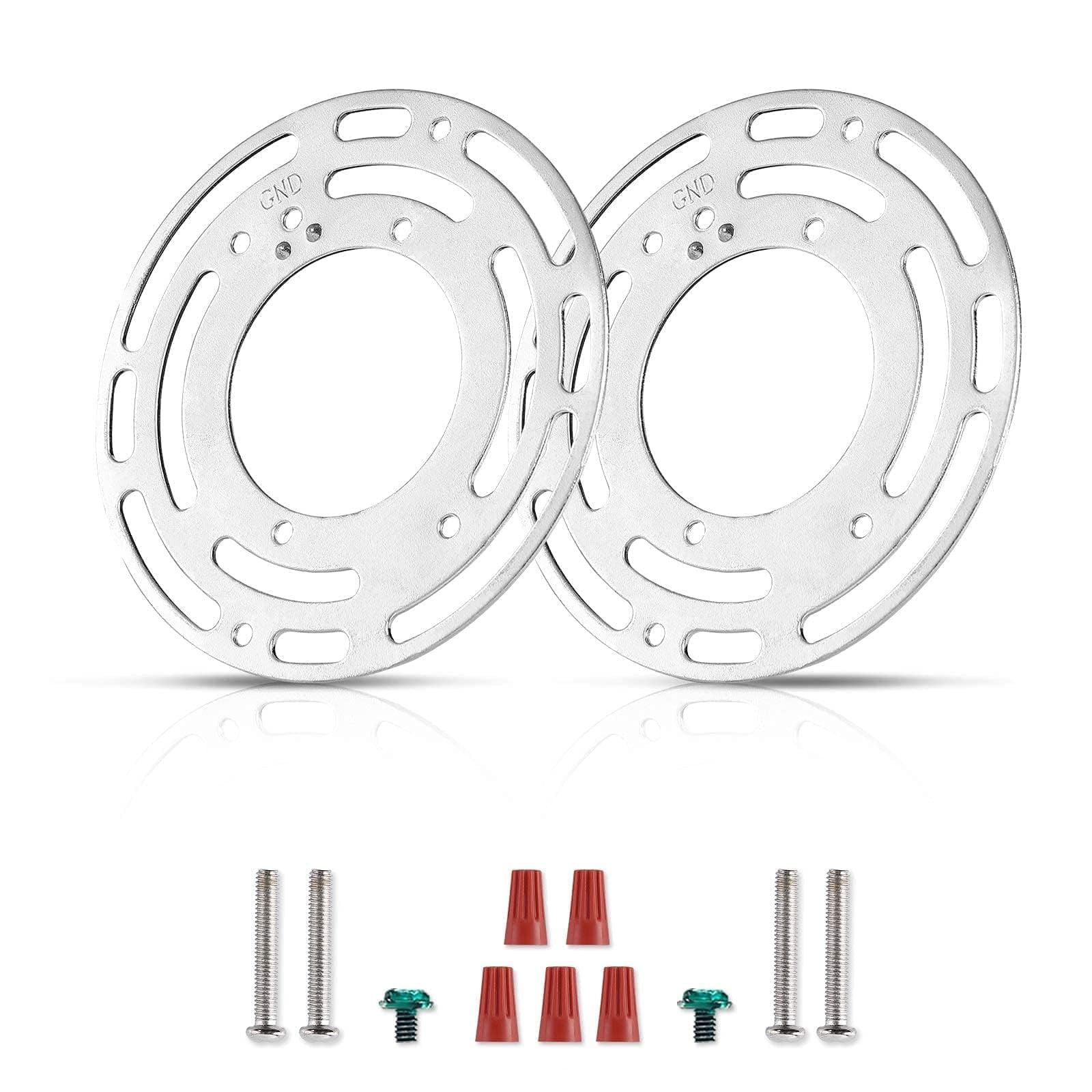 2 Pack Ceiling Fan Adapter Plate, Universal 4 Inch Ceiling Light Mounting Bracket, Steel Junction Box Adapter with Ground Screw, Light Fixture Mounting Bracket, Light Crossbar for Wall or Ceiling