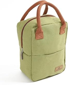 Yellow Weaves 100% Cotton Canvas Lunch Bag Reusable and Washable, Leakproof Keeps Hot & Cold, Lunch Bag for Men Women Kids Office Picnic School, (Big Size - Olive Green)