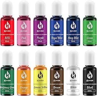Oil Based Food Coloring for Chocolate 12 Colors x 10 ml Concentrated Oil Food Coloring for Melting Chocolate Candy Melts Cake Pops Strawberries