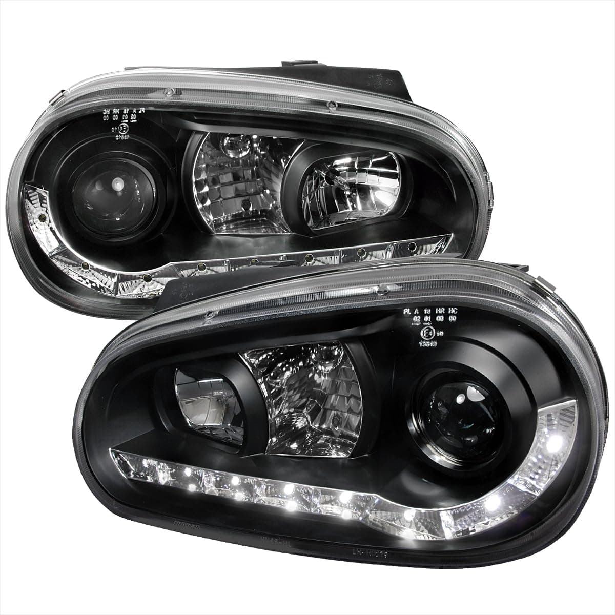 SPEC-D TUNING R8 LED Projector Headlights Black Compatible with 1999-2006 Volkswagen Golf MK4, 1999-2006 Volkswagen GTI, Left + Right Pair Headlamps Assembly