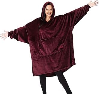 THE COMFYTHE COMFY Dream | Oversized Light Microfiber Wearable Blanket, Seen on Shark Tank, One Size Fits All, (Burgundy)