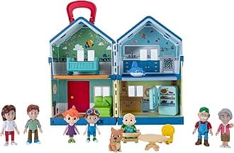 Deluxe Family House Playset with Music and Sounds - Includes JJ, Family, Friends, Shark Potty, Crib, Sofa, Chair, High Chair, Dining Room Table, Fridge, Activity Sheet - Amazon Exclusive