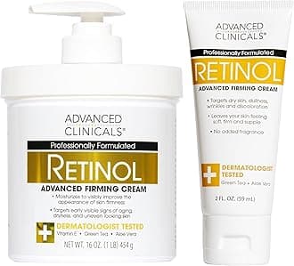 Advanced Clinicals Retinol Body Lotion & Face Moisturizer | Anti Aging Skin Care Retinol Body Cream For Women & Men Improves Appearance Of Fine Lines, Wrinkles, & Look Of Crepey Skin, W/Travel Size