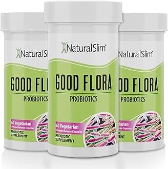 NaturalSlim Good Flora, Probiotics for Women & Men - Gut Health Supplements with 7 Powerful Strains for De-Bloating & Vitality - Probiotics for Digestive Health, 60 Vegetarian Capsules, 3 Pack