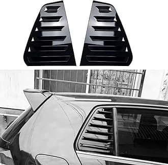 Heart Horse 2pcs for V-W Volk/swagen Golf7 MK7 7.5 GTI R 2013-2019 Accessories Sporty Car Auto Exterior Rear Side Window Louvers Air Vent Scoop Shades Cover Trim Blinds -Glossy Black