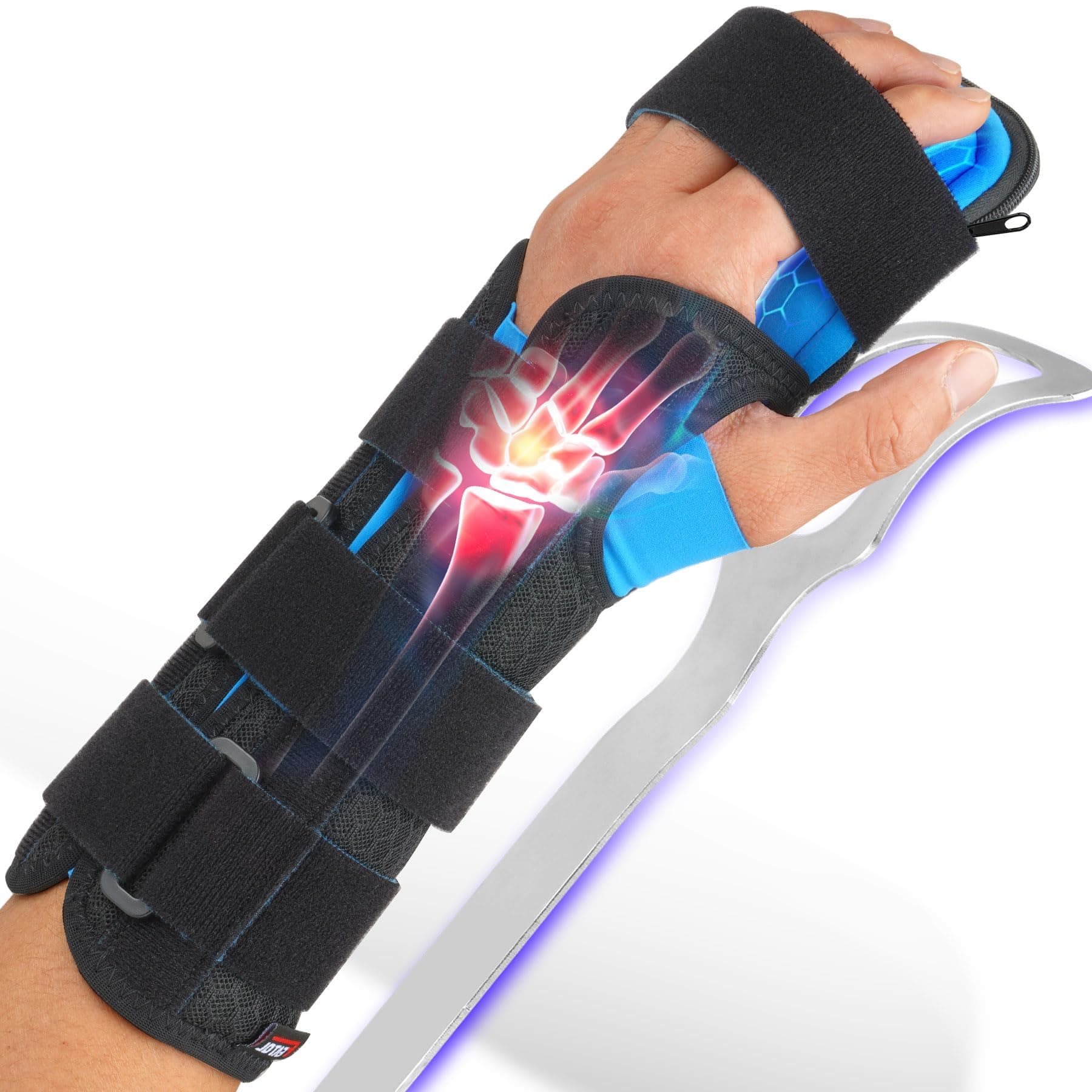 FEATOL Resting Hand Splint Stroke Hand Night Immobilizer with Removable Splints- Pain Relief For Carpel Tunnel, Stroke Recovery, Arthritis, Tendinitis-Functional Support Wrist Finger Brace-Left Small-For Men and Women