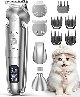 4 in 1 Cat Grooming Kit Customised for Puppies and Cats, Cordless 3-Speed Dog/cat Clippers, Quite IPX7 Waterproof Dog Trimmer for Full-Body Grooming
