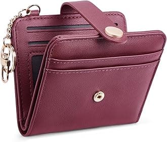 POIUGOYA Slim Wallet for Women, RFID Blocking Credit Card Holder with Coin Pocket, ID Window and Key Chain