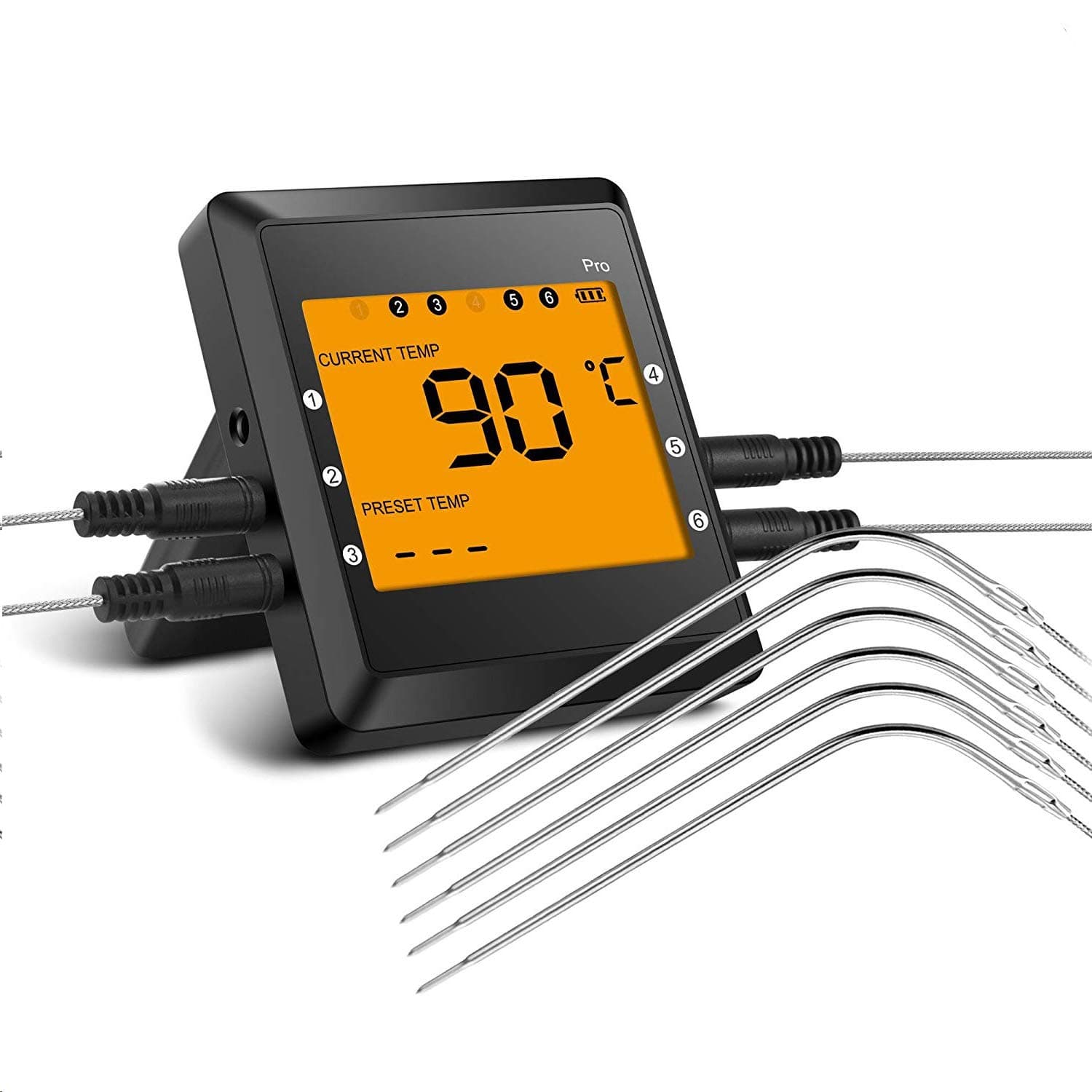 Bluetooth Meat Thermometer for Grilling, LZHOO Wireless BBQ Digital Thermometer with 6 Probes, Alarm Monitor for for Barbecue, Meat, Roast, Oven, Grill, Support iOS, Android