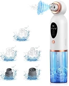 Blackhead Remover Vacuum, Blackhead Remover Tool, Face Pore Vacuum Cleaner Whitehead Extractor with 6 Suction Heads USB Rechargeable, 3 Suction Power Mode Black Head Remover for Face