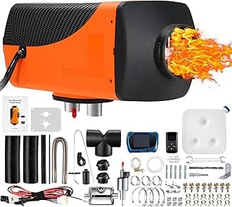ChuBu Diesel Heater 2KW/5KW/8KW 12V-24V Portable Diesel Air Heater with Muffler, Remote Control, LCD Monitor, Fast Heating Defrost Defog for Campers, Truck, RV, Boat, Garage (Orange, 8KW)
